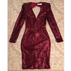 Plus size Fame Partners Red Sequin Backless Dress